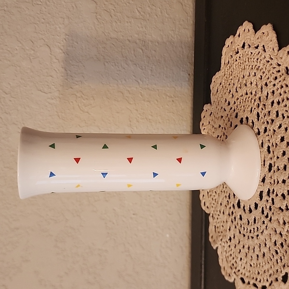 Vase F.T.D.A. Made in Taiwan R.O.C. Vintage Colorful Small Triangles 1987